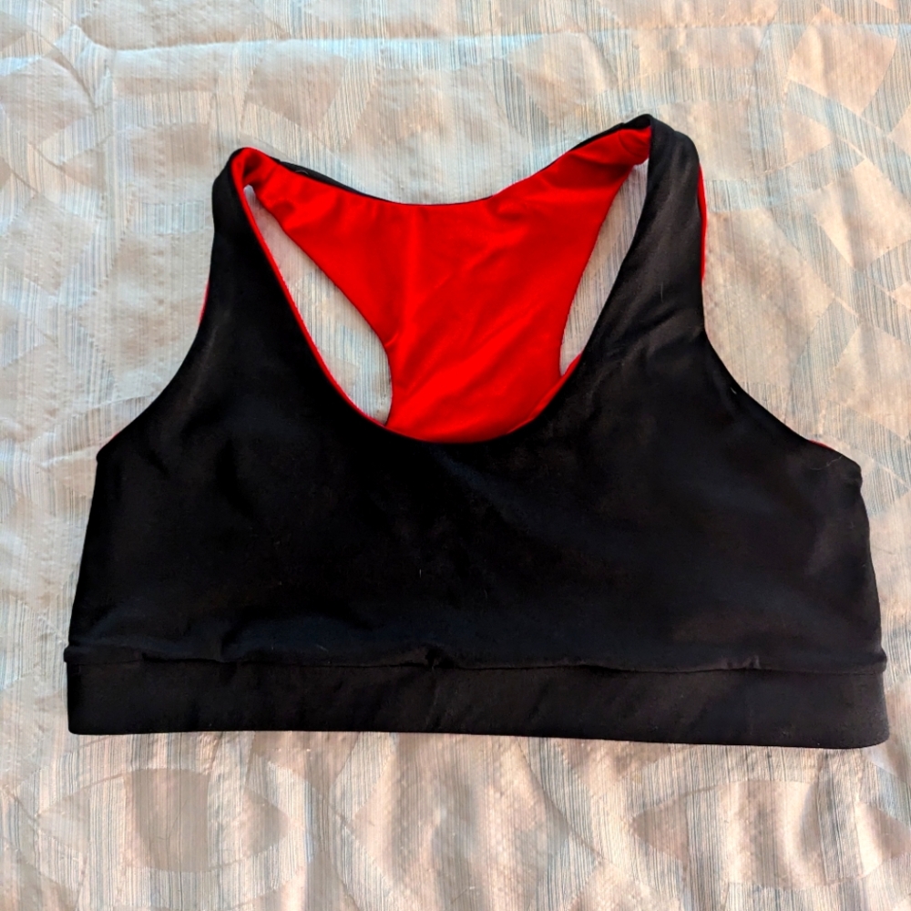 K-Deer black and red racerback sports bra, size XL